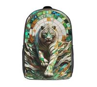 RRTYVFD Mochilas infantiles impresas en 3D, diseño de tigre blanco abstracto, para escuela, viajes, libros, niños y niñas, 43 cm (17 pulgadas).