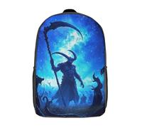 RRTYVFD Mochilas infantiles impresas en 3D, que representa a la diosa Kali aureolada de oro y sosteniendo un cuchillo. Bolsas escolares para niños y niñas, con bolsillos grandes., Señor demonio, 17"