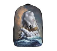 RRTYVFD Mochilas para niños, mochila escolar con estampado 3D de ballena voladora, mochila de viaje impermeable para niños, Moby Dick, 17"