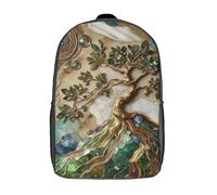 RRTYVFD Mochilas para niños, mochilas escolares con estampado 3D de lobo extraño, mochilas de viaje para la escuela o viajes, Arte abstracto del árbol del mundo, 17"