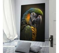 RRTYVFD Obra de arte de retrato de loro para paredes del hogar, baño, decoración de baño, color gris, 40 x 60 cm