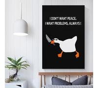 RRTYVFD Obra de arte Goose Crazy 2" sin título para paredes del hogar, decoración de baño, arte de pared gris, 50 x 75 cm