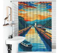 RRTYVFD Panamá Canal Cortina de Ducha Impermeable Resistente al Moho Poliéster Moderno Resistente al Agua Tela de Poliéster Impermeable para Cabinas de Ducha y Bañeras 119 x 180 cm