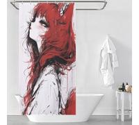 RRTYVFD Red Fox Girl - Cortinas de ducha con ilustración de anime a prueba de moho, tela 100% poliéster, cortina de ducha de hotel para remolque de viaje, 35.43 x 70.87 pulgadas (90 x 180 cm)