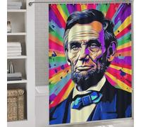 RRTYVFD Retrato colorido de Abraham Lincoln - 2 cortinas de ducha resistentes al moho con ganchos, impermeables, tela de poliéster moderna, resistente al agua, para baño, 163 x 180 cm