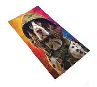 RRTYVFD Retrato de Perro Soldado Heroico - Toalla de playa suave y súper absorbente Bah, ideal para viajes, camping y playa (35 x 73 cm).