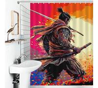 RRTYVFD Sekiro Shadows Die Twice, cortina de ducha con diseño artístico, antimoho, secado rápido, resistente y con ganchos, para cuarto de baño, 136 x 180 cm (53,54 x 70,87 pulgadas).