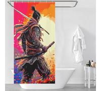 RRTYVFD Sekiro Shadows Die Twice Cortina de ducha de poliéster impermeable, resistente al moho y con ganchos, para cuarto de baño, 90 x 180 cm (35,43 x 70,87 pulgadas).
