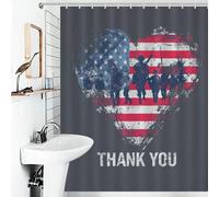 RRTYVFD Thank You Heroes - Cortina de ducha antimoho, 100% poliéster, 143 x 180 cm