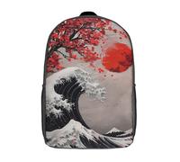 RRTYVFD The Great Wave at Night Mochilas escolares impresas en 3D, mochila escolar informal para niños, escuela secundaria, estudiantes, Pintura al óleo abstracta de la gran ola japonesa, 17"