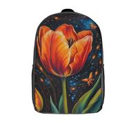 RRTYVFD The Sound of the Wind - Mochila infantil impresa en 3D para niños, mochila de viaje, mochila de libros, mochila escolar, Tulipán naranja con pintura de mariposa, 17"