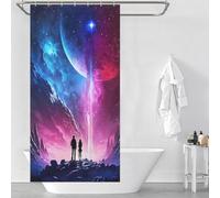 RRTYVFD The Stream Of Planets - Cortina de ducha impermeable de poliéster grueso y duradero, con ganchos, 90 x 180 cm