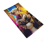 RRTYVFD Toalla lavable Highland Cow Reading in The Bathroom - 4 g/m² - Suave y ultra absorbente - Ideal para spa, gimnasio, hotel y baño diario - 35 x 73 cm