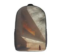 RRTYVFD Travel to Melbourne - Mochila escolar impresa en 3D, mochila escolar para niños y estudiantes de secundaria, Minimalismo en arquitectura, 17"