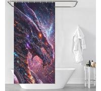 RRTYVFD Último Dragón Espacial Resistente al Moho con Gancho Tela Impermeable Cortina de Baño Cortina de Baño Arte Moderno para Niños, Mujeres y Hombres, 90 x 180 cm