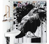 RRTYVFD Urban Raven Urban Art Serie Cortina de ducha antimoho, tejido de poliéster, tela suave, cortina de ducha para baño, dormitorio universitario, 143 x 180 cm