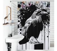 RRTYVFD Urban Raven Urban Art Serie - Cortina de ducha resistente al moho con ganchos, impermeable, tela suave, 119 x 180 cm