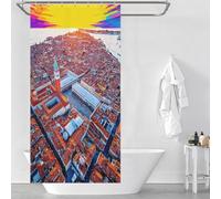 RRTYVFD Venecia desde arriba - Cortina de ducha cuadrada con vista aérea de San Marcos, impermeable, resistente al moho, resistente al moho, cortinas de baño, arte moderno para bañeras, 90 x 180 cm