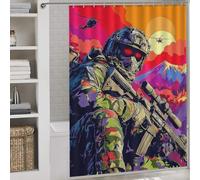 RRTYVFD Warriors at Sunset A Tactical Epic - Cortinas de ducha de baño, 100 % poliéster, tela moderna, juego de decoración de baño para niños, mujeres y hombres, 163 x 180 cm