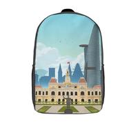 RRTYVFD Well Dressed Westie Dog 1 - Mochila escolar para niños, diseño de perro Westie, mochila informal de alta capacidad, mochila de viaje para libros, Estampado de viaje de la ciudad de Ho Chi Minh