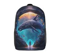RRTYVFD Whale in Space - Mochila escolar infantil con impresión 3D para niños, mochila de viaje de alta capacidad, mochila para libros, mochila escolar para niños, Portal al agua, 17"