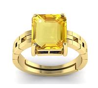 RRVGEM Anillo de zafiro amarillo de 8,50 quilates, certificado sin calentar, chapado en oro Pukhraj, para mujeres y hombres, certificado por LAB, Chapado en oro, Zafiro, Chapado en oro, Zafiro