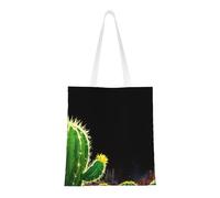 rrxnbcgg Bolsa de compras de lona con diseño de cactus con flores amarillas, se puede llevar a mano o sobre el hombro, para viajes, trabajo, gimnasio