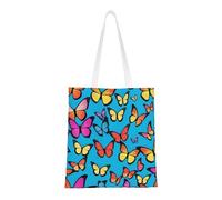 rrxnbcgg Bolsa de compras de lona con diseño de mariposas coloridas, se puede llevar a mano o sobre el hombro, para viajes, trabajo, gimnasio
