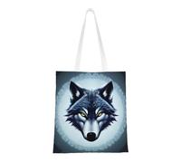 rrxnbcgg Bolsa de la compra de lona con cabeza de lobo feroz, se puede llevar a mano o sobre el hombro, para viajes, trabajo, gimnasio