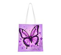 rrxnbcgg Bolsa de la compra de lona de mariposa morada, se puede llevar a mano o sobre el hombro, para viajes, trabajo, gimnasio