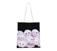 rrxnbcgg Bolsa de la compra de lona rosa con nubes sonrientes, se puede llevar a mano o sobre el hombro, para viajes, trabajo, gimnasio