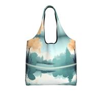 rrxnbcgg Bolsas de tela para la compra de comestibles con hojas caídas en un lago tranquilo, ligeras, medianas, reutilizables, adecuadas para bricolaje, publicidad, promoción, regalo, actividad