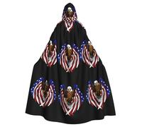 rrxnbcgg Capa con capucha de poliéster totalmente impresa con águila patriótica de la bandera de Estados Unidos, cómoda y duradera, adecuada para Halloween y otras fiestas temáticas y escenas