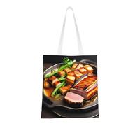 rrxnbcgg Deliciosa bolsa de la compra de lona de carne a la parrilla, se puede llevar a mano o sobre el hombro, para viajes, trabajo, gimnasio