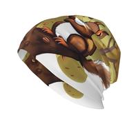 rrxnbcgg Gorro de punto con estampado de ardilla que come nueces, gorro elástico para mantener el calor, para hombres y mujeres, color negro