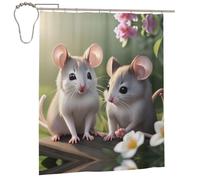 rrxnbcgg Mouse in Love Stall - Cortina de ducha de tela impermeable, 152 x 183 cm, suave y ligera, lavable a máquina