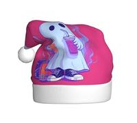 rrxnbcgg Sombrero de Navidad de felpa con estampado de fantasma bebiendo una bebida para adultos, vacaciones especiales de Navidad con ambiente festivo.