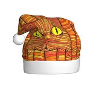 rrxnbcgg Sombrero de Navidad de felpa para adultos, diseño de cabeza de gato naranja con ambiente festivo.