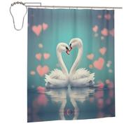 rrxnbcgg The Swan in Love Stall - Cortina de ducha de tela impermeable, 152 x 183 cm, suave y ligera, lavable a máquina