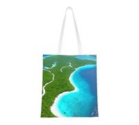 rrxnbcgg Una bolsa de la compra de lona de isla en el océano, se puede llevar a mano o sobre el hombro, para viajes, trabajo, gimnasio