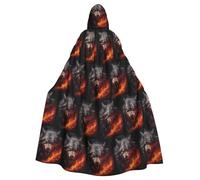 rrxnbcgg Wolves in the Flame Roar Capa con capucha de poliéster totalmente impresa, cómoda y duradera, adecuada para Halloween y otras fiestas temáticas y escenas escénicas