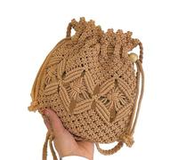 RRYPBOVG Bolsos Tejidos Crochet Bolso bandolera tejido de paja for mujer, moderno, informal, for verano, viajes, playa(Khaki)