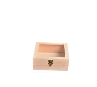 RRYPBOVG Caja Madera 1x Wooden Square Hinged Storage Boxes Craft Gift Container Dust Jewelry Box Wodden Household Organizer(X)