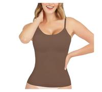RRYPBOVG Chaleco Moldeador De Cuerpo Para Mujer Camisola for mujer, control de abdomen, sin costuras, moldeadora, cuello redondo, camisetas de compresión, camisetas moldeadoras adelgazantes(Brown,XL)