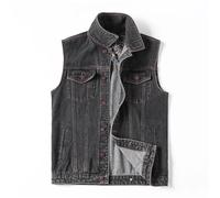 RRYPBOVG chaleco vaquero hombre Chaleco vaquero de talla grande 5xl, 6xl, 7xl for hombre, de algodón, multibolsillos, sin mangas, for exteriores(Black,7XL)