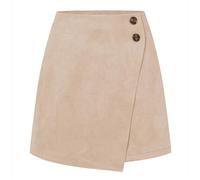 RRYPBOVG Falda Invierno Mujer Faux Suede Asymmetrical Skirt High Waisted Zipper Button Mini Vintage Corduroy Like A Line For Women Commute Outfits(Beige,L)