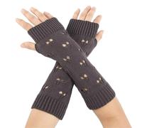 RRYPBOVG Guantes Térmicos Sin Dedos Knitted Thermal Arm Sleeves Heart Pattern Wrist Warmers Winter Outdoor Sports Skiing Unisex Fingerless Gloves Hand Warmer (Dark grey)