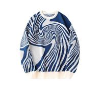 RRYPBOVG Jersey Hombre Autumn and Winter Maze Jacquard Pattern Pullover Sweater Casual Round Neck Contrast Color Knitted(Color5,S)