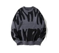 RRYPBOVG Jersey Hombre Autumn Winter Irregular Jacquard Pattern Pullover Sweater Casual Round Neck Contrast Color Knitted Men's(Color5,S)