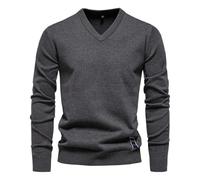 RRYPBOVG Jersey Hombre Mens V-Neck Solid Cotton Pullover Sweaters Long Sleeve Casual Social Knitted For Men(Color5,S 60-70kg)